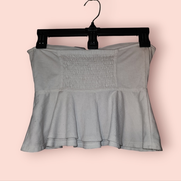 Free People FP Lovecraft Tube Top Flowy Crinkly Peplum Cropped Boho Smocked XS - Picture 2 of 3